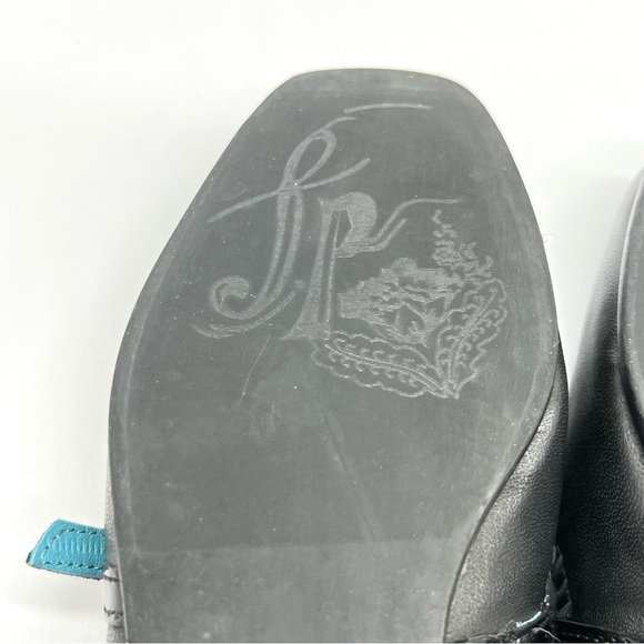 Free People Womens 36 Diana Double Strap Woven Black Leather Flats Mules Shoes - Picture 12 of 15